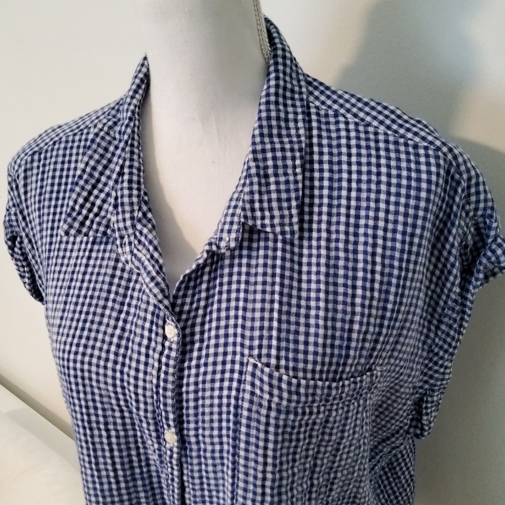 Old Navy Blue Gingham Shirt - Picture 2 of 7